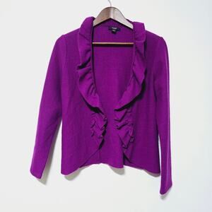 Alfani 100% Merino Wool Sweater Jacket Sz S Petite Purple Cottagecore Romantic
